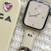 CA.《快乐钻石》原创镶钻小牛皮iWatch8表带荔枝纹适用苹果手表