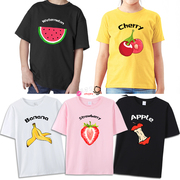西瓜水果短袖T恤夏 男女家庭亲子童装衣服网红情侣搞怪半袖同款