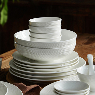 碗碟套装家用餐具碗具饭碗，盘子白色碗盘碗筷，轻奢高级感简约餐盘