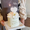 2023母亲节蛋糕装饰白色蝴蝶兰仿真花妈妈，生日快乐蛋糕插牌插件