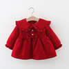 1-3岁女童连衣裙秋冬款韩版小童娃娃领公主裙2周岁宝宝加厚红裙子