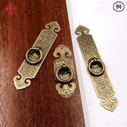 新中式纯铜抽屉横条拉手单孔圆形仿古衣柜门把手进宝明装全铜配件
