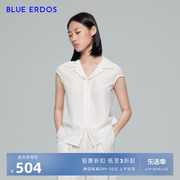 桑蚕丝blueerdos女装春夏翻领透气真丝，背心女上衣