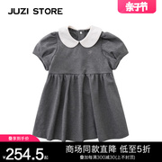 JUZI STORE童装娃娃领罗马布学院风蓬蓬花苞袖连衣裙女童1136501