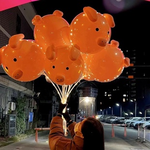 网红猪猪气球幼儿园卡通材料包发光夜市摆地摊地推波波球