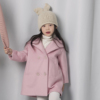童装女童春秋外套粉红色羊毛大衣连帽毛呢巴拉儿童宝宝洋气秋冬装