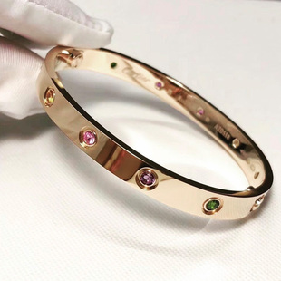 大牌感手镯女彩钻玫瑰金手环(金手环)钛钢，不掉色高级感轻奢饰品百搭