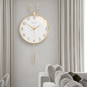 北欧钟表轻奢挂钟家用客厅，创意挂墙现代简约挂表时尚鹿头装饰时钟