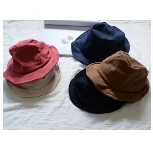 日本设计师款亚麻布帽 春夏男女小众个性遮阳防晒盆帽爵士帽礼帽