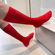 1双男士正装大红色丝袜，喜庆新郎西装中长筒，锦纶新年丝袜