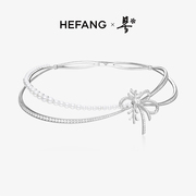 hefang何方珠宝丝带初雪，项圈轻奢设计双层项链锁骨链
