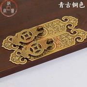 中式橱柜门纯铜拉手古典家具全铜配件仿古复古柜子刻花条形铜把手