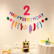 韩国ins宝宝周岁数字儿童生日派对用品装饰场景布置拉旗拉花条幅