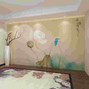 现代中式水墨荷花墙布壁布电视背景壁纸卧室客厅墙纸荷塘月色壁画