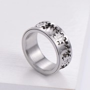 钛钢饰品时尚带功能男士不锈钢可转动齿轮戒指