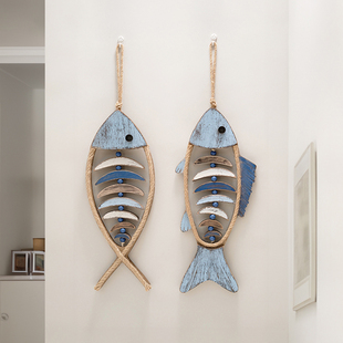 地中海风格鱼挂件墙面立体鱼形，壁饰样板房酒店房间走廊玄关装饰品