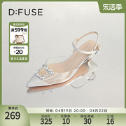 dfuse迪芙斯水晶透明高跟凉鞋，女高级时尚钻扣尖头单鞋df31114155