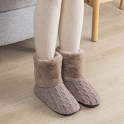 高帮地板鞋冬季加绒毛保暖家居室，内女月子产后软底，静音防滑棉拖鞋
