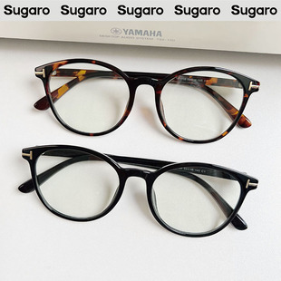 刘雯同款玳瑁色TR90眼镜框可配防蓝光近视镜框女复古文艺圆平光镜