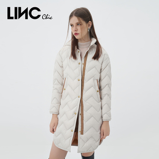 linc金羽杰轻薄羽绒服女2023秋冬简约质感中长款反季断码