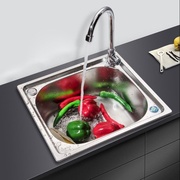 家用加厚厨房水槽单槽洗菜盆洗菜池简易水池带不锈钢支架洗手盆