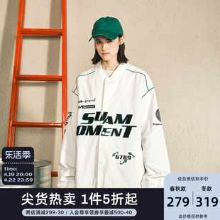 suamoment抓痕字母刺绣，户外运动外套情侣装，棉服夹克休闲上衣外套