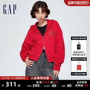 Gap女装2024春季龙纹LOGO刺绣宽松连帽衫时尚舒适运动卫衣433672