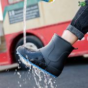 雨鞋男款青少年冬季保暖加绒内胆，可拆卸水鞋中筒户外防滑防水雨靴