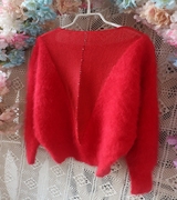 2020年网红大红毛衣一字，领毛绒绒显瘦秋冬毛衣，套头安哥拉兔毛