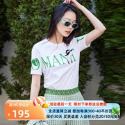 雪歌白色字母短袖T恤女2023夏宽松显瘦上衣XI201002A151