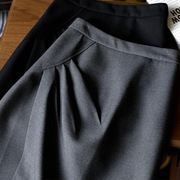 高级感设计师款小众灰色半身裙女显瘦秋季2024抽褶不对称裙子