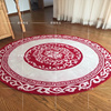 中式圆形客厅茶几红色地毯，现代书桌圆形化纤腈纶，手工地毯可定制
