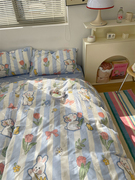 梨梦 ins可爱小兔兔卡通纯棉四件套全棉床单被套学生宿舍床上用品