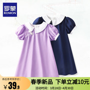 罗蒙女童娃娃领盘扣夏季连衣裙2024中国风新中式裙子洋气时髦