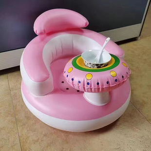 婴儿学坐神器宝宝学座椅儿童充气小沙发音乐餐椅PVC可折叠浴凳