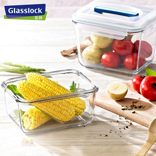 glasslock钢化玻璃保鲜盒手提密封储存冰箱，收纳泡菜盒大号大容量