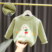 1-5岁女宝宝秋装卡通针织，打底衫女婴儿加厚3女童不起球棉线毛衣