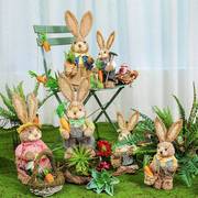 草编兔子摆件幼儿园森系植物角户外装饰园区景观别墅花园婚庆布置