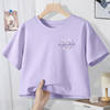 紫色短款短袖t恤女夏季女装2024纯棉半袖体恤小众绝美小上衣