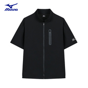 Mizuno/美津浓夏季冰丝短袖衬衣男款宽松户外休闲男士五分袖衬衫