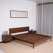 宏海新中式现代简约实木床双人床1.8米床榆木家用大床定制家具