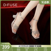 DFuse迪芙斯夏季方头水钻透明水晶凉鞋仙女鞋DF22115776