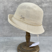 日本款和纸帽子优雅钻链渔夫帽，女春夏透气防晒太阳帽翘边遮阳盆帽