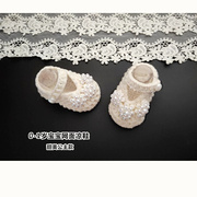 夏季手工钩织0-1岁女宝公主鞋，满月百天婴儿，毛线软底凉鞋透气网面