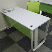 简约白色单人办公桌钢木组合写字台时尚经理桌1.4M主管桌电脑桌子