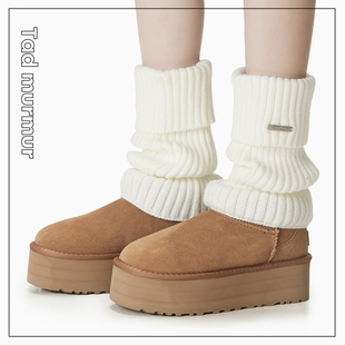 腿套白色针织女款冬季y2k辣妹保暖袜套雪地靴，堆堆袜冬季小腿袜子