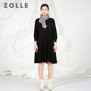 ZOLLE因为长裙显瘦显高 气质蝙蝠袖针织初秋连衣裙小香风高端装