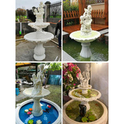 花园摆件天使喷泉 户外 庭院砂岩流水雕塑大型摆件欧式造景装饰品