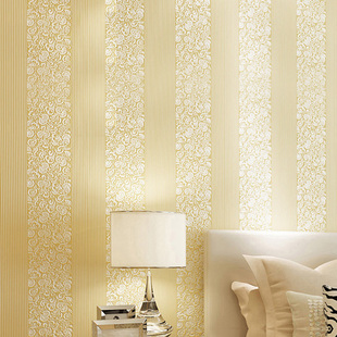 现代简约无纺布植绒 客厅背景墙壁纸 温馨卧室立体竖条纹墙纸