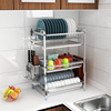 304不锈钢厨房置物架三层滤凉放沥水碗架汲水淋水滴水家用碗碟架